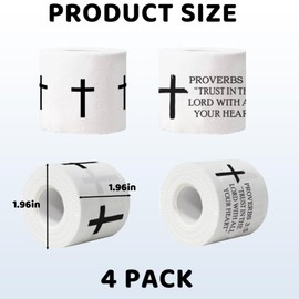 4 Pcs 2inx23ft Christian Cross Athletic Tape with Jesus Bible Verse Injury Support Pre Wrap Cotton Tape for Soccer Football Baseball Self-Adhesive Sports Tape for Wrist Arm Knee Ankle