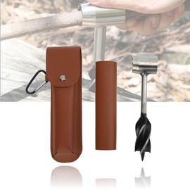 Bushcraft Settlers Tool Juego de Llaves de Barrena Manual con Bolsa de Almacenamiento, Broca de Barrena de Madera Manual Portátil Multifuncional de Acero Inoxidable (Bolso y