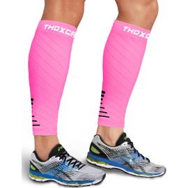 Thoxcare Calcetines de compresión para la fascitis plantar para mujeres y hombres (2 pares), manga de compresión para el tobillo para aliviar la hinchazón y el dolor, 2 pares-rosa/negro, G