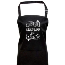 Shirtinstyle Chef's Apron with German Text "Bester Husband der Welt" [German Language], 72 x 86 cm