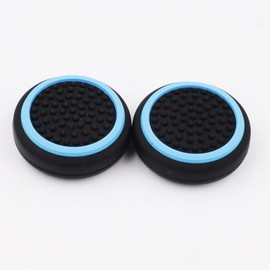 2 PCS Thumb Stick Grips Cover Thumbstick Caps for Steam Deck Handle Silicone Cap Grips (Blue Black)