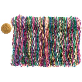 Mardi Gras Beads 33 inch 7mm, 12 Dozen, 144 Pieces, Assorted Necklaces with Doubloon