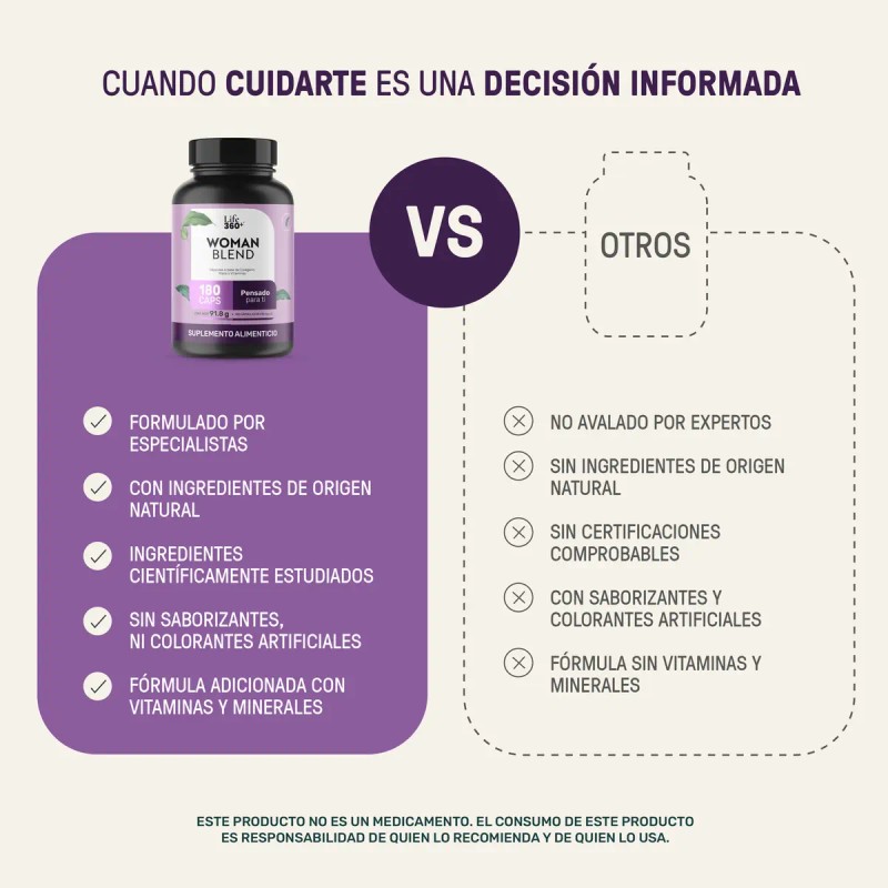 Multivitamínico Mujer 180 Cápsulas Sabor Suplemento Alimenticio Life360