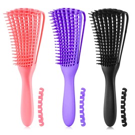 Detangling Brush for Afro America/African Hair Textured 3a to 4c Kinky Wavy/Curly/Coily/Wet/Dry/Oil/Thick/Long Hair, Knots Detangler Scalp Massage Comb Hair Detangler for Women (3 pcs, 3-Beige)