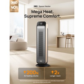 Dreo Space Heater Indoor, 25" 11.5ft/s Fast Portable Room Heater with Remote and Thermostat, 3 Modes, Overheating & Tip-Over Protection, Electric Heaters for Indoor Use Large Room, Bedroom, Gold