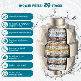 Metal Rain Filtered Shower Head Combo, 10" High Pressure Rainfall/Handheld Shower Head with 7-Setting Fixed Shower, 16" Adjustable Shower Extension Arm, 20 Stages Shower Filter, Brushed Nickel