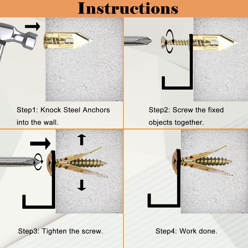 Sunxeke 200 Pcs Self Drilling Drywall Anchors with Screws,100 Sheetrock
