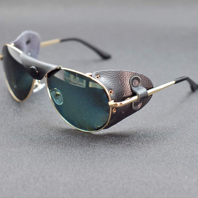 OSSAT Polarized sunglasses with side shields cowhide Shield wind proof