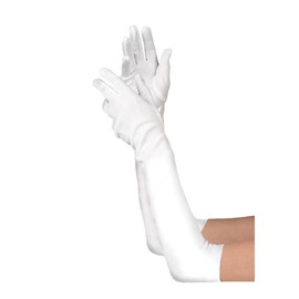 Women's 21.6'' Long Satin Gloves White Elbow Length 1920s Opera Bridal Dance Gloves For Evening Party Opera Costume, White