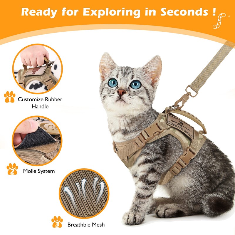 SALFSE Tactical Cat Harness and Leash Set for Walking Escape