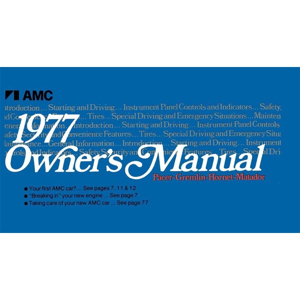 bishko automotive literature 1977 AMC Pacer Gremlin Hornet Matador Owners