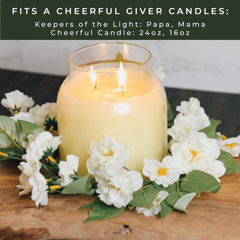 A Cheerful Giver Candle Ring, White Camellia Bids, Spring Flowers