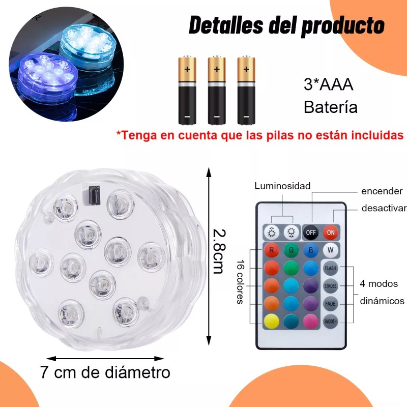 CONCEPCIONMIGUELMONTOR Luz Para Piscina Sumergible Impermeable Led Luz Subacuática