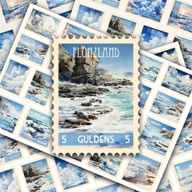 Post Stamps Stickers Set ~ Stunning Blue Skies and Fluffy White Clouds Gorgeous Views ~ FLONZ Vintage Decals for Craft