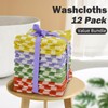 Soft Washcloths 12 Pack - Checkered Terry Wash Cloth (13"x13")