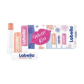 Labello Winter Kiss Gift Set, Winter Care Set with SPF, Moisturising Lip Care Set with Scrub, Labello and More
