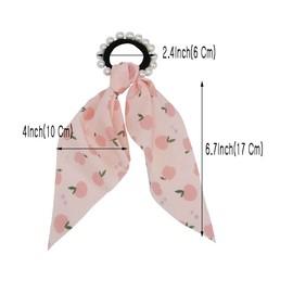 GETACOTA 8 Pieces Hair Elastics Scrunchies Pearl Hair Ties Bowknot Satin Chiffon Tail Ribbon Ear Bow Pattern Colors Scrunchy Scarf Scrunchie Vintage Ponytail Holder Bands Accessories for Women(pearlties8p_02)