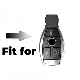 Happyit Zinc Alloy Car Key Cover Cases for Benz A B C E S Class W203 W204 W205 W210 W211 W212 W221 W222 Key Fob Case (Gray)