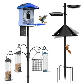 Bird Feeder Pole Squirrel Proof, 92 Inch Heavy Duty Bird Feeder Pole for Outdoor Metal Pole Birds Feeding Station for Wild Birds Watching Attracting (BirdsHouse Not Included)