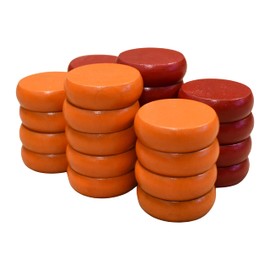 26 Red and Orange Crokinole Discs - Full Set (Small Discs - 1 1/8 Inch Diameter (2.9cm))