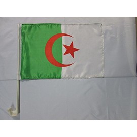 AZ FLAG Algeria Car Flag 18'' x 12'' - Algerian Car Flags 30 x 45cm - Banner 18x12 INCHES Plastic Stick