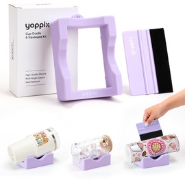 YOPPIX Silicone Cup Cradle, Cup Cradle for Tumblers with Felt Squeegee Use to Apply UV DTF Stickers/Apply Vinyl Stickers - Keep Tumblers in Place, Suitable for DIY Your Craft Gifts