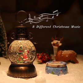 Snow Globes Lantern, Home Lighted Christmas Snow Globe,Christmas Lantern,Water Lanterns Glittering with Christma Music Singing Lanterns