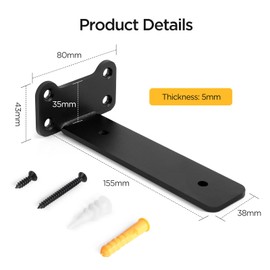 Romon Shelf Brackets, Shelf Brackets, Pack of 2, Heavy Duty Brackets, Shelf Console, Wall Shelf, Perfect Wall Bracket for Shelf, for Kitchen, Living Room, Warehouse, Office, Storage, Black, 15.5 cm