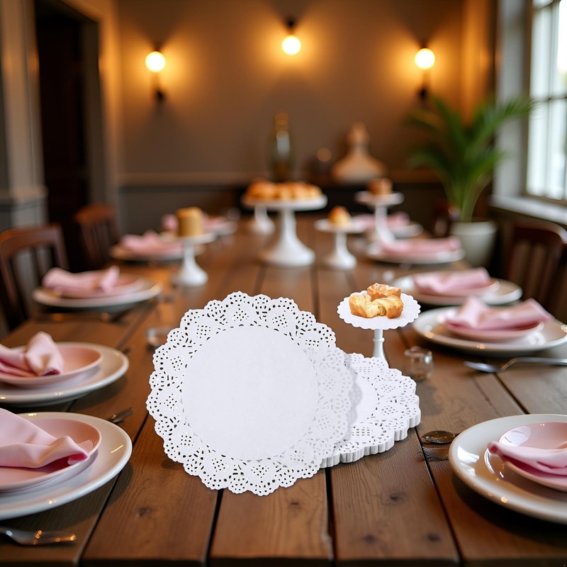 150 Pcs 6" White Lace Paper Doilies,Disposable Round Liners for