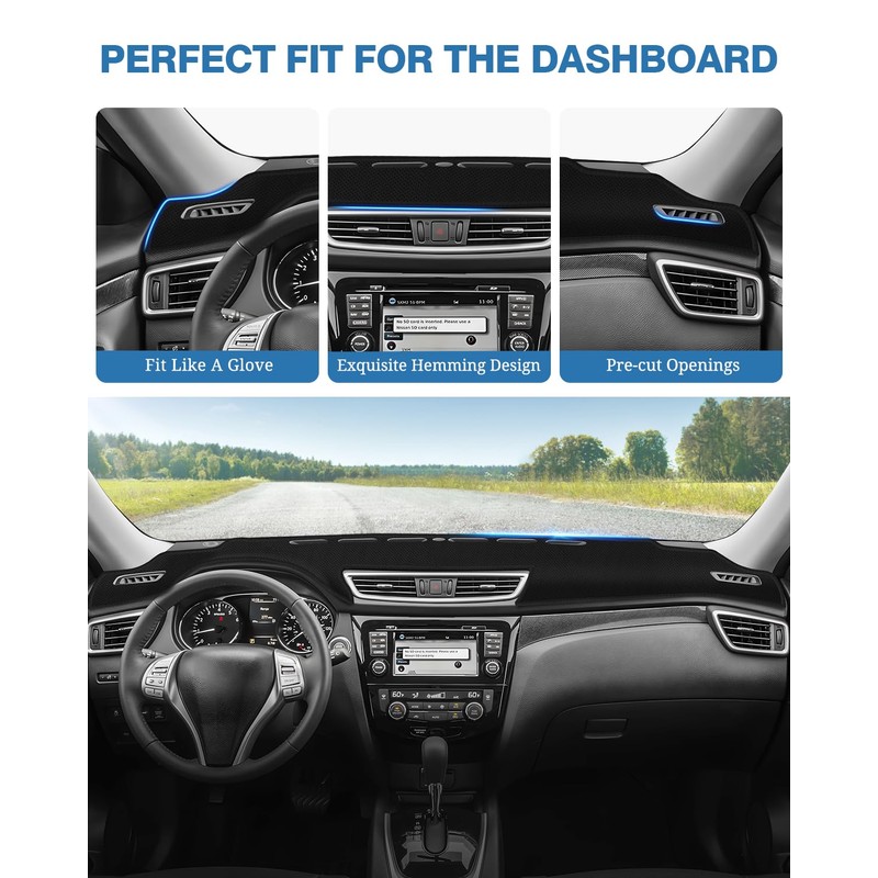 FIILINES Dash Cover for Nissan Rogue 2014-2020, Dashboard Mat Cover
