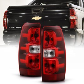 ACANII - For 2007-2013 Chevy Avalanche Truck Factory OE Style Red Clear Tail Lights Brake Lamps Replacement Left+Right