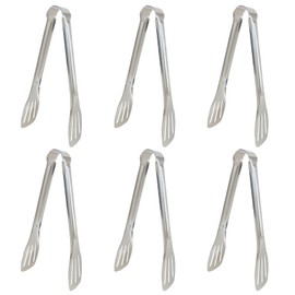 Hitefu 6 Packs Serving Tongs, 7 Inch Stainless Steel Buffet Tongs, Small Kitchen Utensils for Cooking, Salad & Barbecue (Silver)