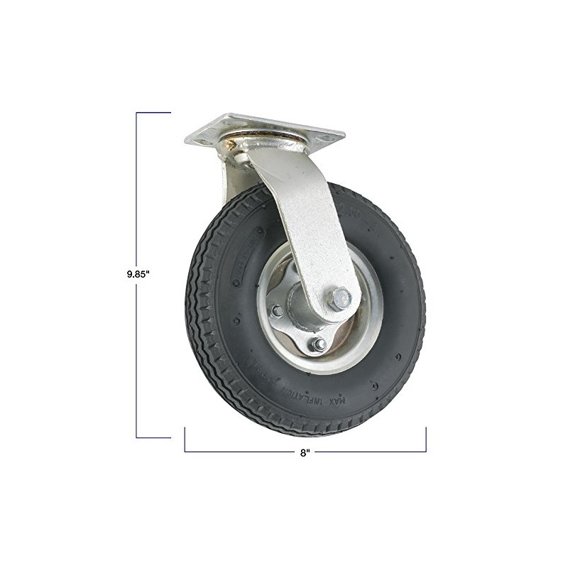 Titan 8" Pneumatic Rubber Swivel Plate Caster Wheel, 310-lb. Capacity,