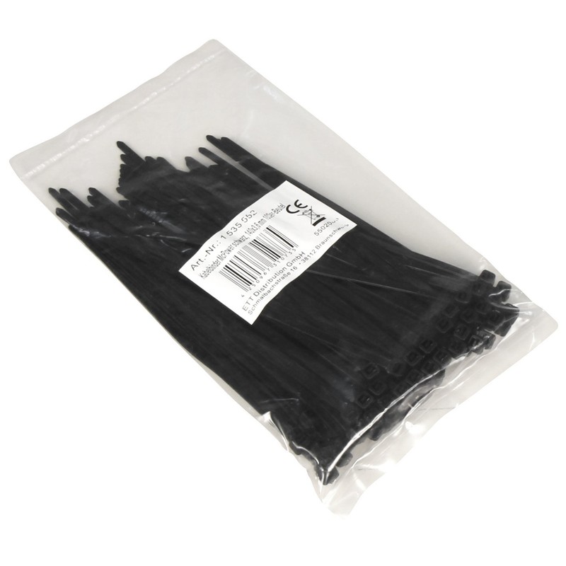 McPower Black 140X3,6 mm Pack of 100 Cable Ties