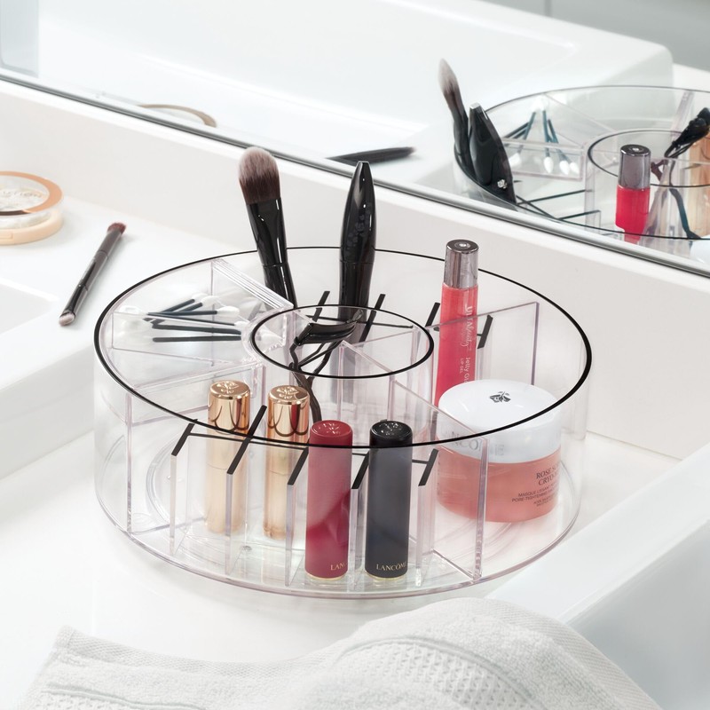 iDesign Rotating Makeup Organizer with Dividers and Lipstick Holders -
