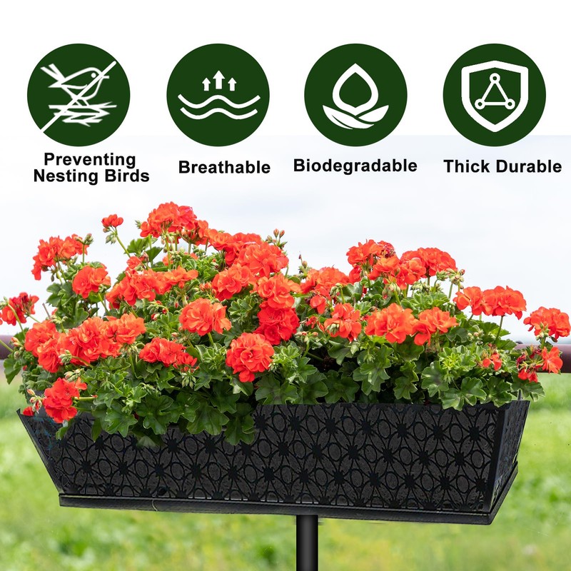 2PCS 30Inch Rectangle Window Box Liner Felt Planter Basket Liner