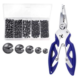 220 Pcs/5 Sizes Fishing Kit with Pliers – 0.6g to 0.2g – Split Shot Style Tackle Set with Box for Line Balancing in All Conditions