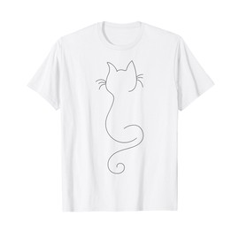 Hand Drawn One Line Art Cat Men Women Girls Kids T-Shirt