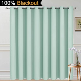 Yakamok 100% Blackout Thermal Insulated Grommet Curtains, Noise Reducing Barrier Panel for Sliding Glass Door, 2 Thick Layers Heat Full Light Blocking Patio Door Drapery, Beige, W100 x L84, 1 Panel
