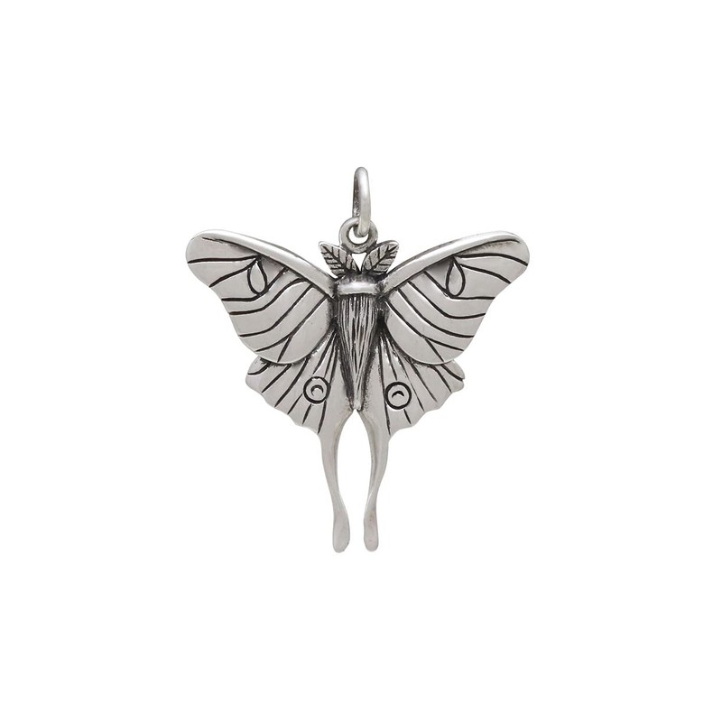 Sterling Silver Moth Pendant Necklace, 18"