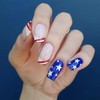 4th of July Press on Nails Red Stripes French Tip
