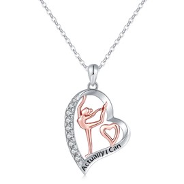 Gymnastics necklaces 925 Sterling Silver Jewelry Love Flapping gymnast team America spirit with sports ''Actually I Can'' Inspirational gymnastic gifts for Women