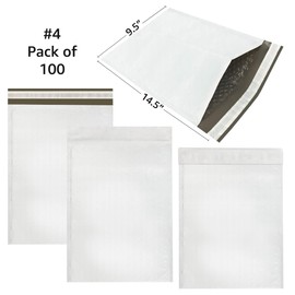 StarBoxes Poly Bubble Mailer 9.5"X14.5" #4- Pack of 100, White (PBM495145100)