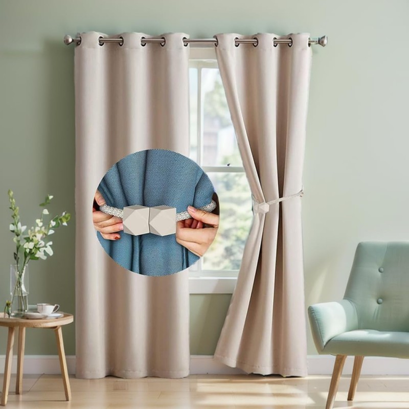 4 Packs Magnetic Curtain Tiebacks for Drapes, H HOME-MART Convenient
