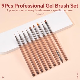 KADS 9pcs Nail Art Brushes Set, Acrylic Nail Brush, Nail Art Design Pen Painting Tools with Nail Extension Gel Brush, Builder Nail Gel Brush, Nail Dotting Pen Salon at Home Diy Manicure