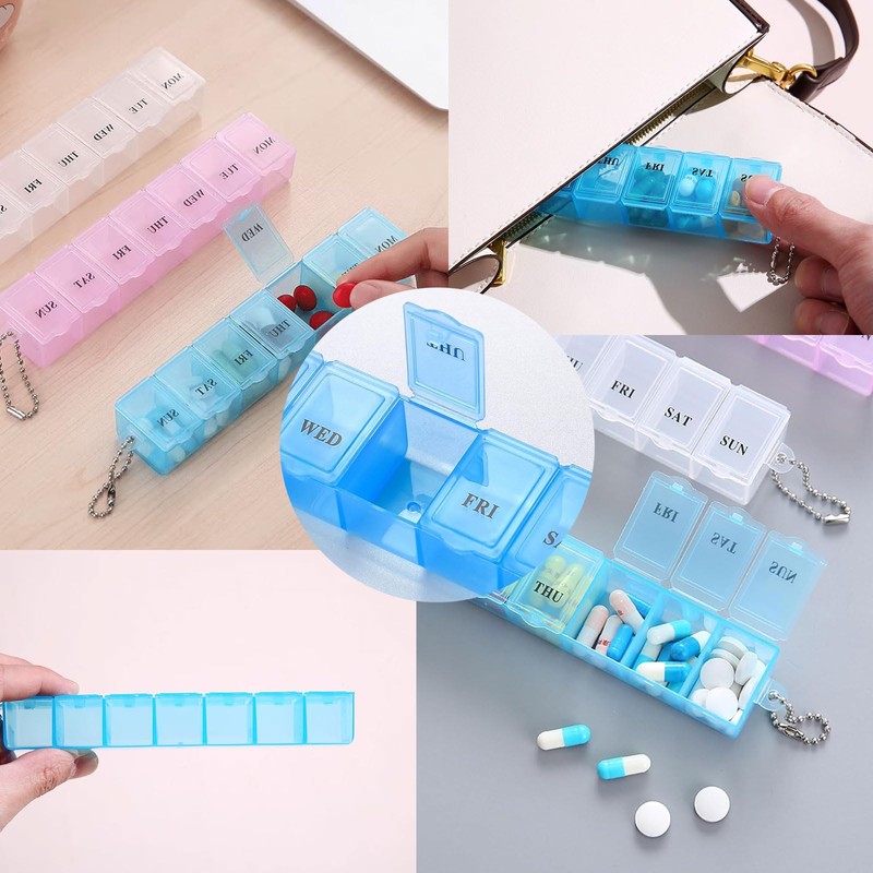 Generic 3-Piece Pill Box Organiser, 7-Day Pill Dispenser, Weekly Pill