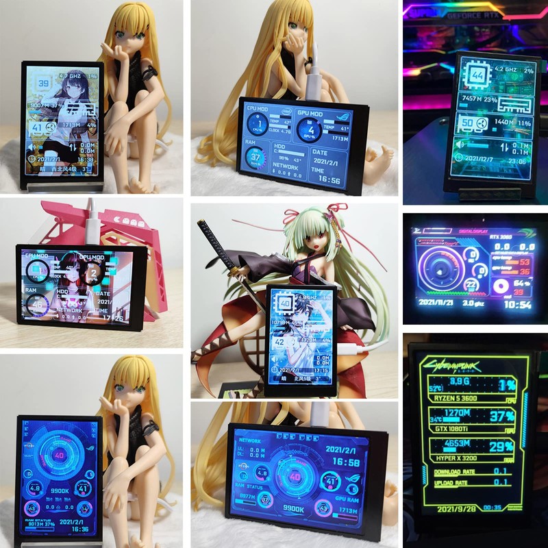 WOWNOVA English Version Computer Temp Monitor, ARGB PC Case Display,