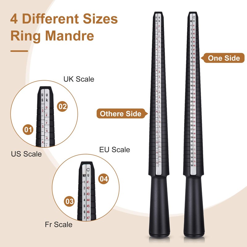 11 Pieces Us UK Ring Mandrel Set, Size 1-13 with