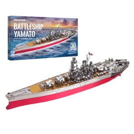 Piececool 3D Puzzle Metal Yamato Battleship Metallic Nano Puzzle, 3D Puzzle, Assembly Required, No Glue Required, 6 Star Difficulty, Intermediate, Adult Collection, Figurine