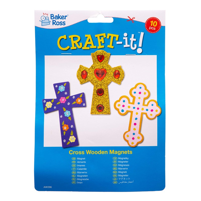 Baker Ross Wooden Magnets "Cross" (Pack of 10) - Easter